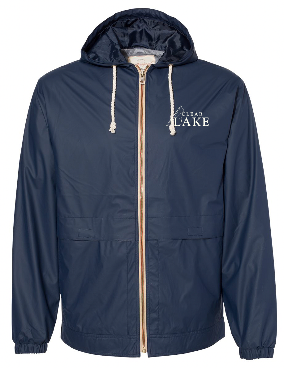"Clear Lake Fishing" Hooded Rain Jacket Navy